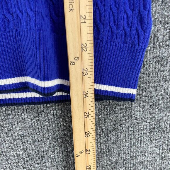 Tommy Hilfiger Sweater Womens M Blue V-Neck Pullover Preppy Academia Classic - Picture 7 of 7